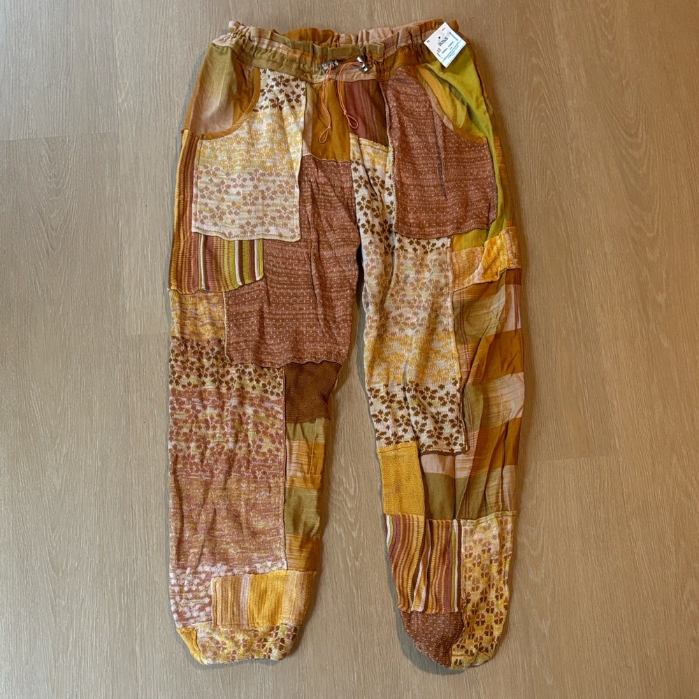 NWT Free People Camille Patchwork Oversized Boho Pants size XS